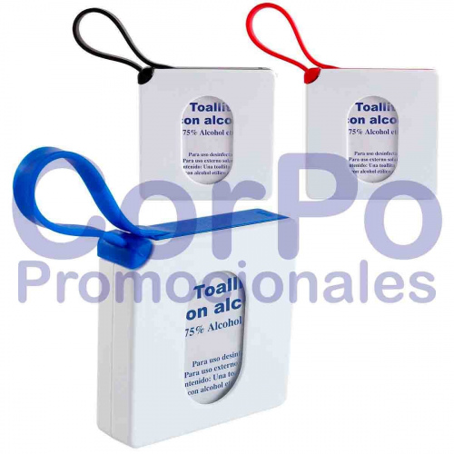 Estuche con asa de silicón pads de alcohol - CorPo Promocionales