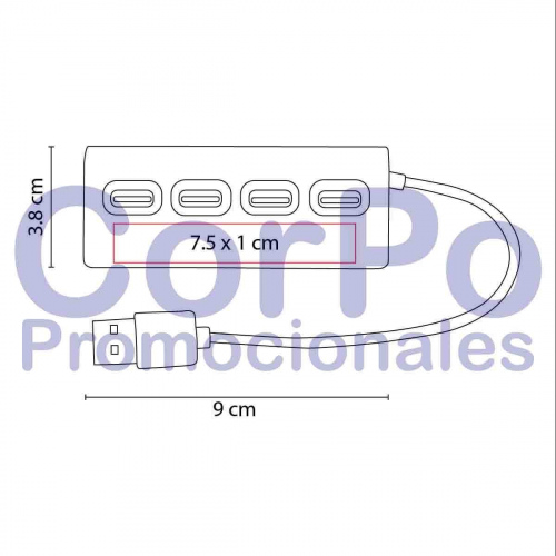 Concentrador de puertos USB Newport - CorPo Promocionales